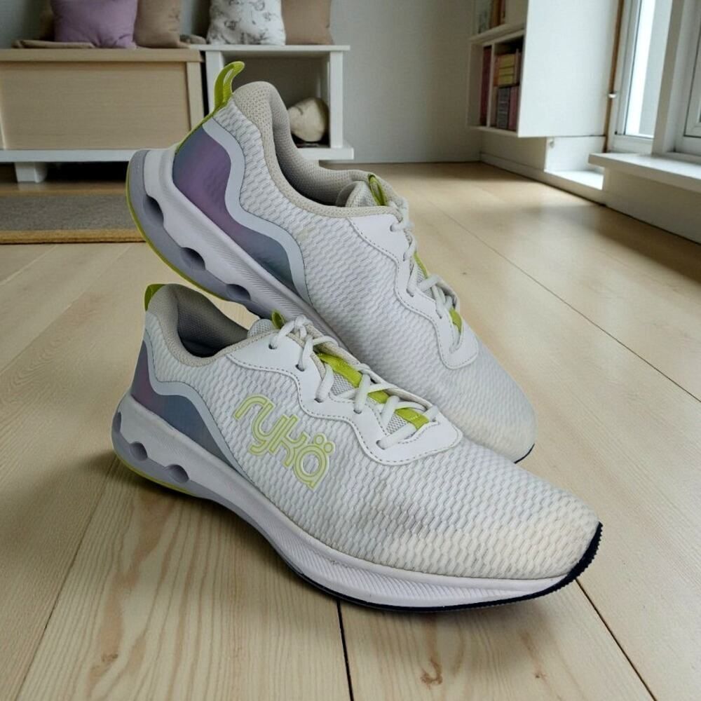 RYKA ACCELERATE Womens White & Yrellow Athletic Sneakers - Size 10